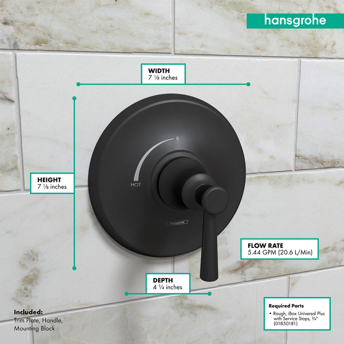 hansgrohe Joleena Pressure Balance Trim, matte black - view 4