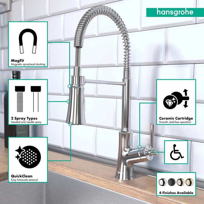 hansgrohe Joleena Semi-Pro Kitchen Faucet, 2-Spray, 1.75 GPM, chrome - view 3