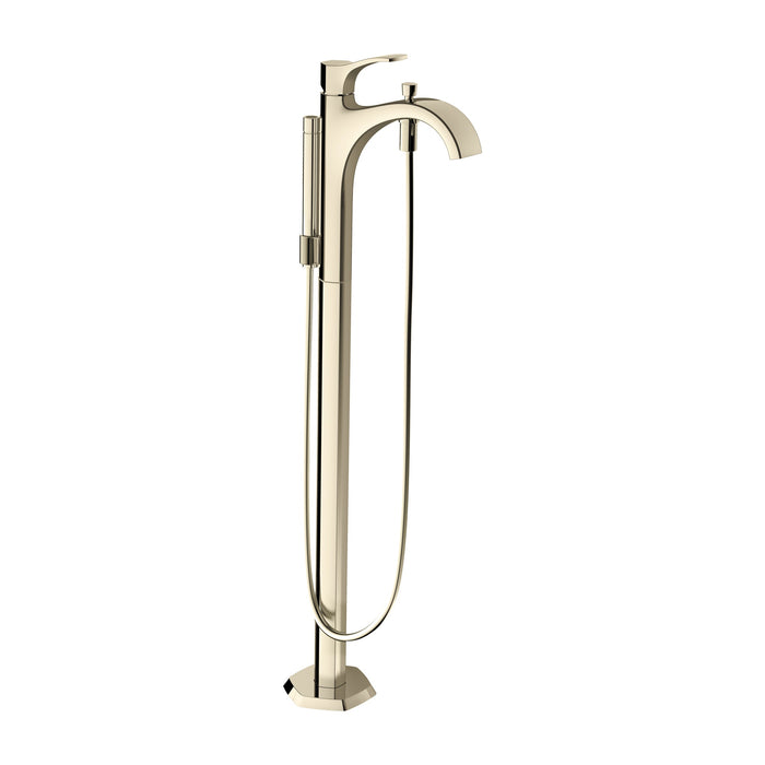 hansgrohe Locarno Freestanding Tub Filler Trim with 1.75 GPM Handshower, brushed nickel