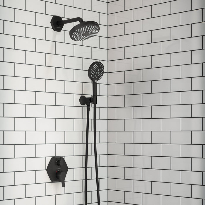 hansgrohe Locarno Thermostatic Trim with Volume Control and Diverter, matte black - view 2