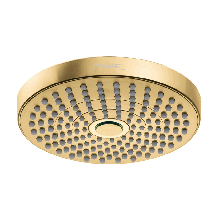 hansgrohe Croma Select S Showerhead 180 2-Jet, 2.5 GPM, brushed gold optic