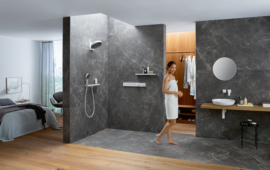 hansgrohe Rainfinity Showerhead 250 3-Jet, 2.5 GPM with RainSelect Thermostatic Trim for 4 Functions