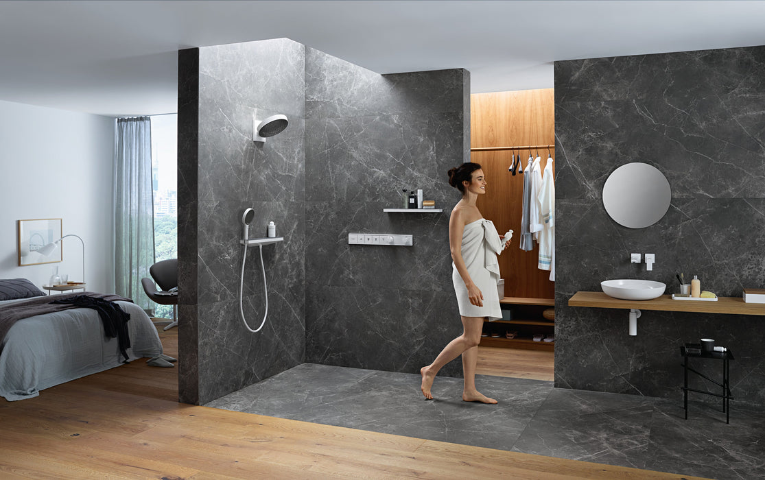hansgrohe Rainfinity Showerhead 250 3-Jet, 1.75 GPM with RainSelect Thermostatic Trim for 4 Functions, matte white - view 3