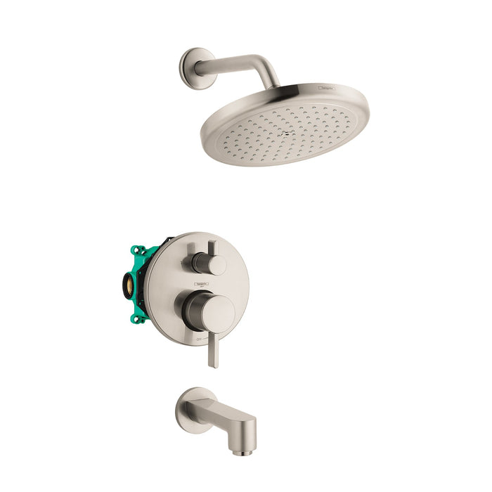 hansgrohe Croma Pressure Balance Tub/Shower Set with Rough, 2.0 GPM, brushed nickel