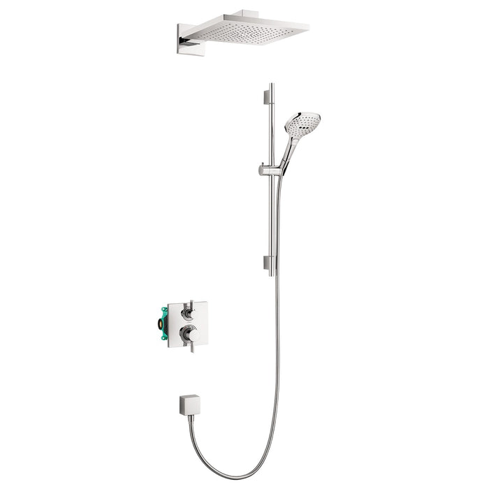 hansgrohe Raindance E Thermostatic Showerhead/Wallbar Set with Rough, 2.0 GPM, chrome