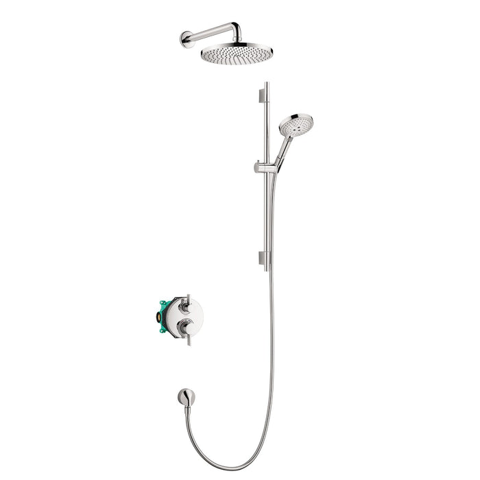 hansgrohe Raindance S Thermostatic Showerhead/Wallbar Set with Rough, 2.5 GPM, chrome