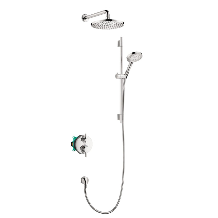 hansgrohe Raindance S Thermostatic Showerhead/Wallbar Set with Rough, 2.5 GPM, chrome