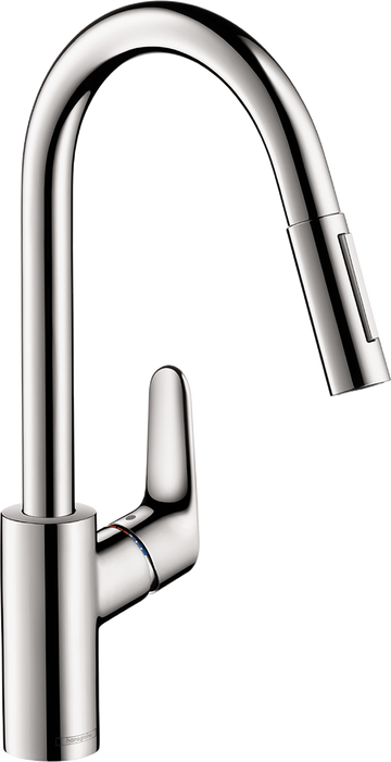 hansgrohe Focus Higharc Kitchen Faucet, 2-Spray Pull-Down, 1.5 GPM, chrome