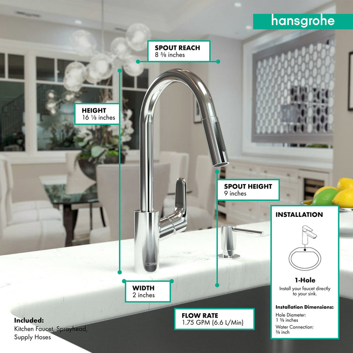 hansgrohe Focus Higharc Kitchen Faucet, 2-Spray Pull-Down, 1.5 GPM, chrome - view 4