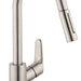 hansgrohe Focus Higharc Kitchen Faucet, 2-Spray Pull-Down, 1.5 GPM, stainless steel optic