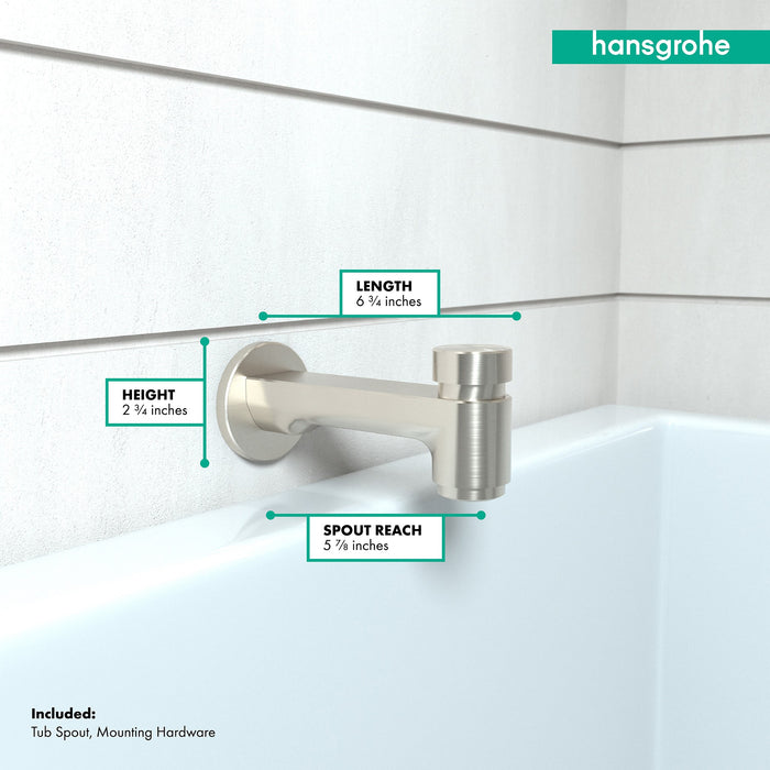 hansgrohe Metris S Tub Spout with Diverter, brushed nickel - view 4