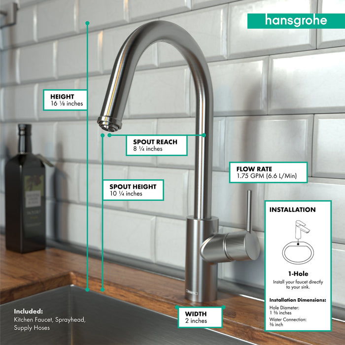 hansgrohe Talis S?? HighArc Kitchen Faucet, 1-Spray Pull-Down, 1.75 GPM, stainless steel optic - view 4
