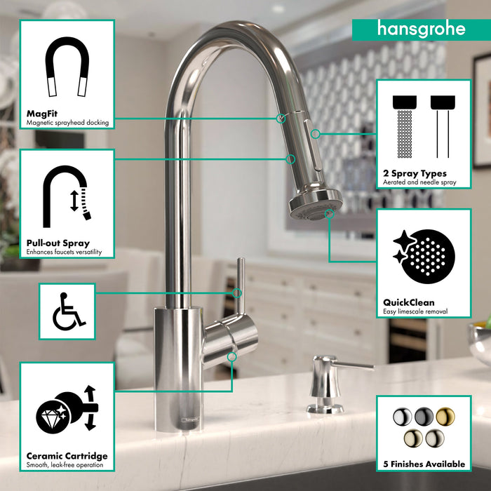 hansgrohe Talis S?? HighArc Kitchen Faucet, 2-Spray Pull-Down, 1.75 GPM, chrome - view 3