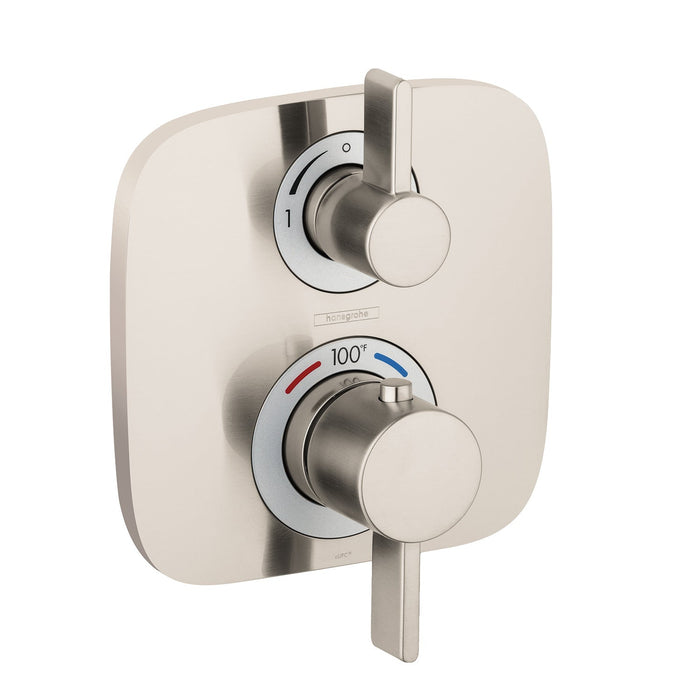 hansgrohe Ecostat E Thermostatic Trim with Volume Control and Diverter, brushed nickel