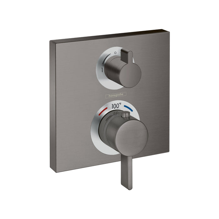 hansgrohe Ecostat Square Thermostatic Trim with Volume Control, brushed black chrome