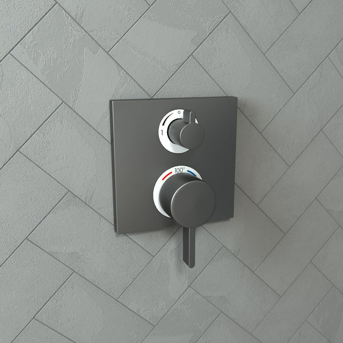hansgrohe Ecostat Square Thermostatic Trim with Volume Control, brushed black chrome - view 2