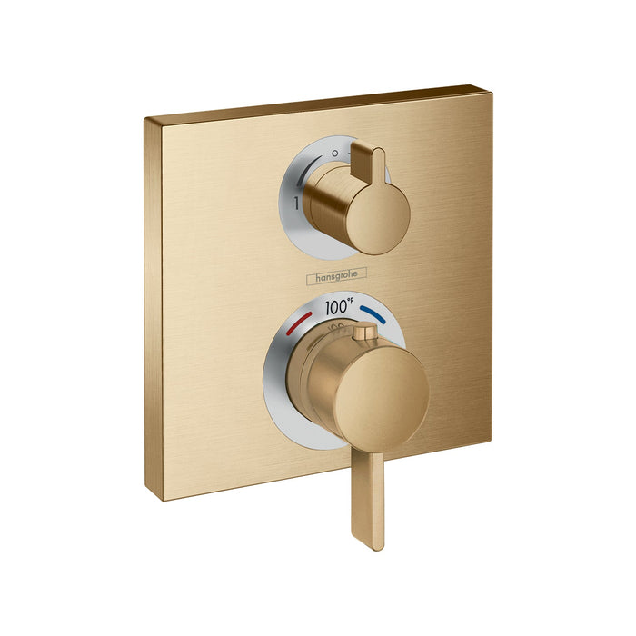 hansgrohe Ecostat Square Thermostatic Trim with Volume Control, brushed bronze