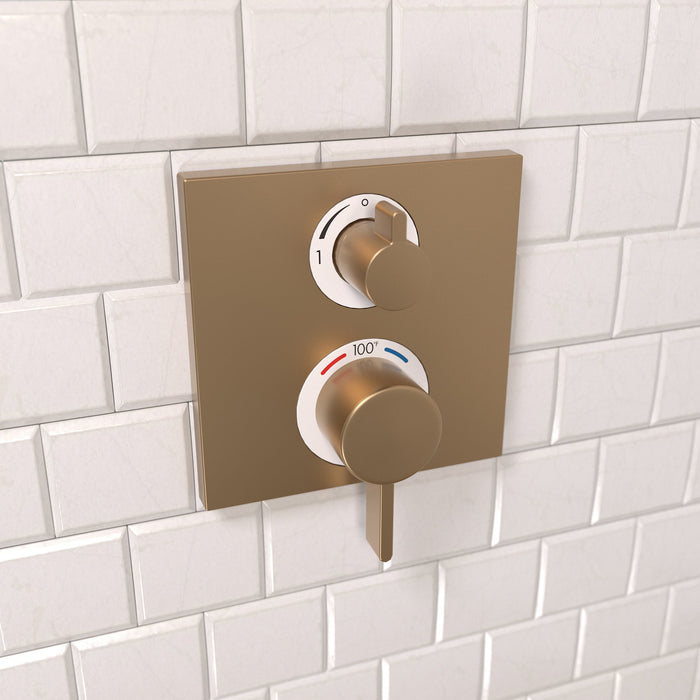 hansgrohe Ecostat Square Thermostatic Trim with Volume Control, brushed bronze - view 2