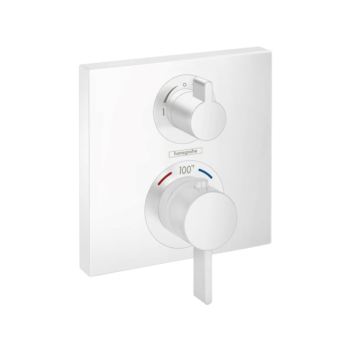 hansgrohe Ecostat Square Thermostatic Trim with Volume Control, matte white