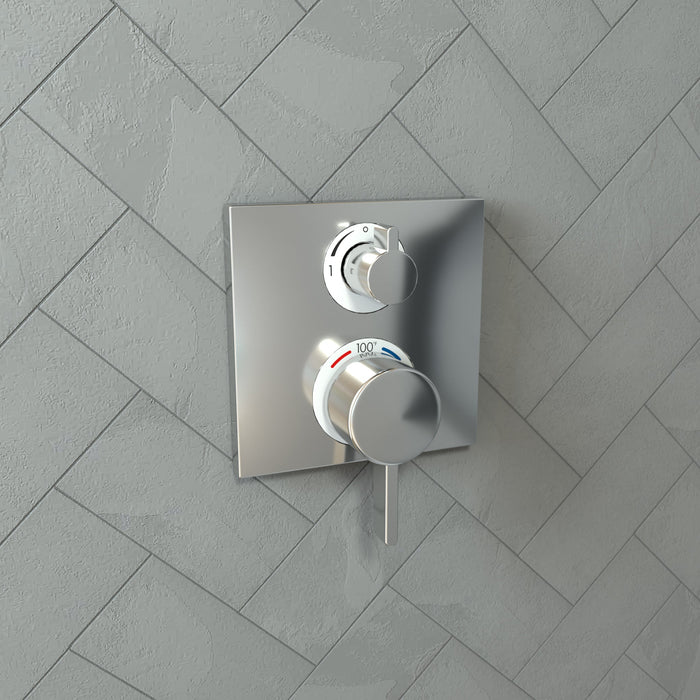 hansgrohe Ecostat Square Thermostatic Trim with Volume Control and Diverter, chrome - view 2