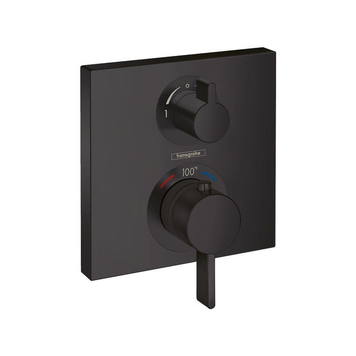 hansgrohe Ecostat Square Thermostatic Trim with Volume Control and Diverter, matte black