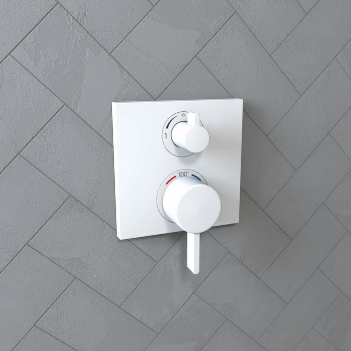 hansgrohe Ecostat Square Thermostatic Trim with Volume Control and Diverter, matte white - view 2