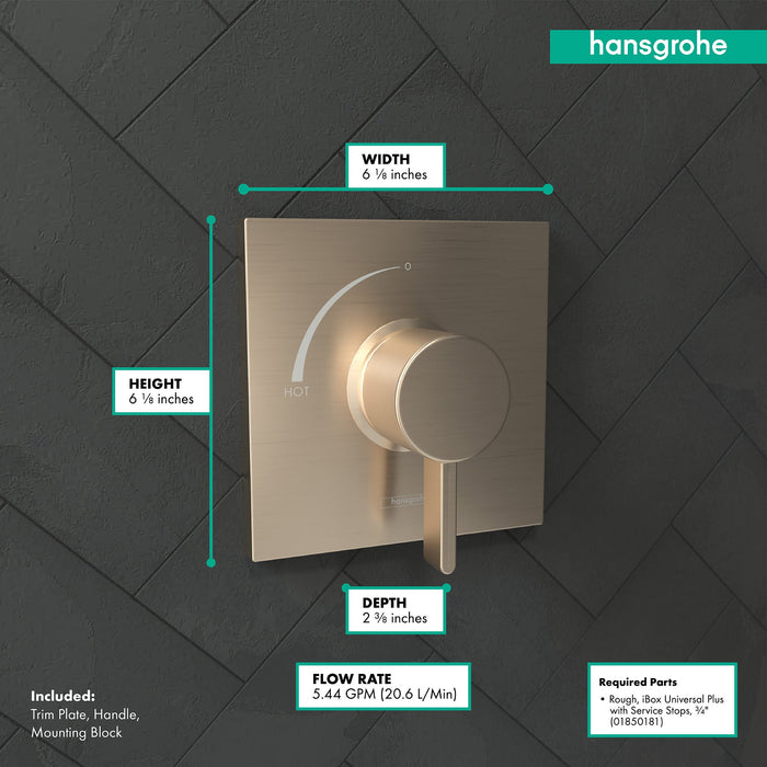 hansgrohe Ecostat Square Pressure Balance Trim, brushed bronze - view 4