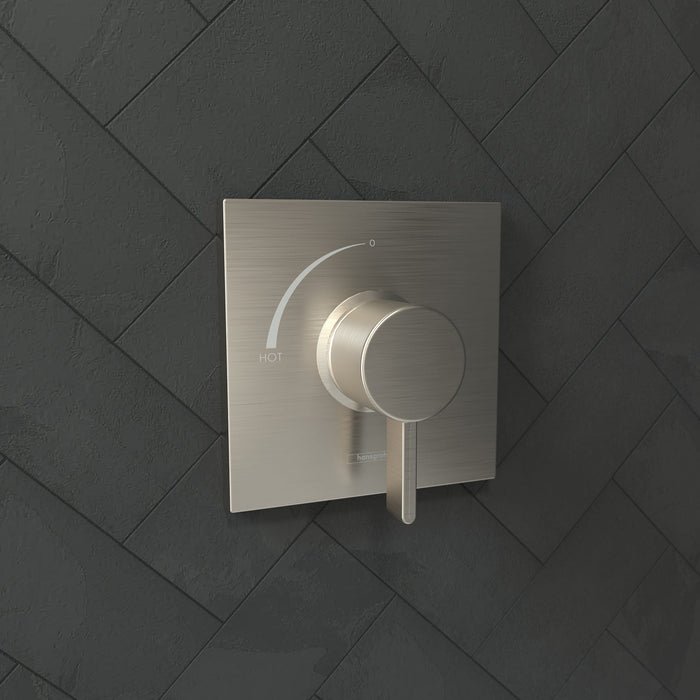 hansgrohe Ecostat Square Pressure Balance Trim, brushed nickel - view 2
