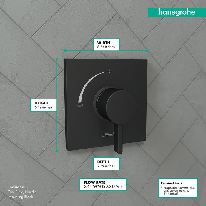 hansgrohe Ecostat Square Pressure Balance Trim, matte black - view 4