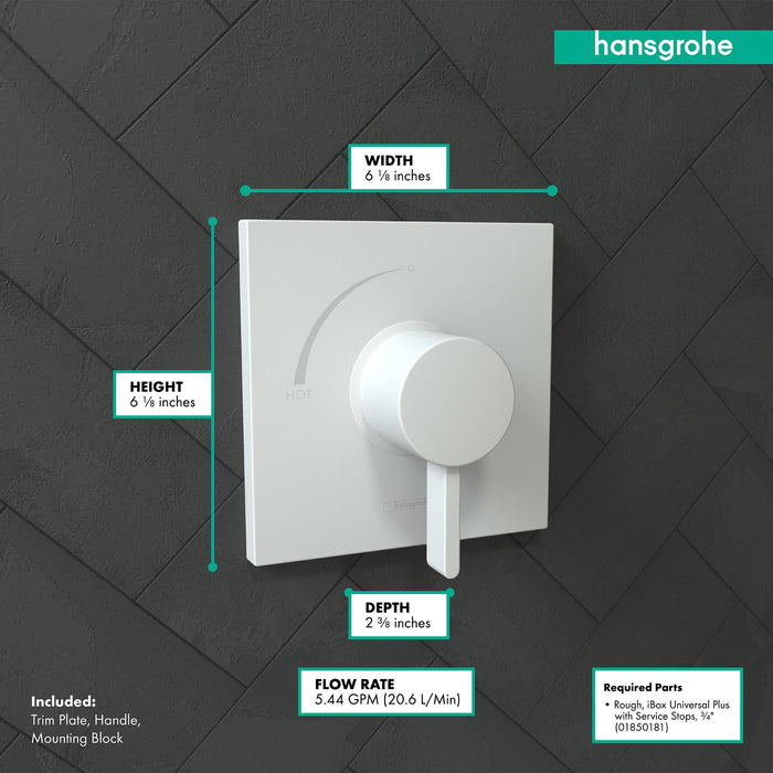 hansgrohe Ecostat Square Pressure Balance Trim, matte white - view 4