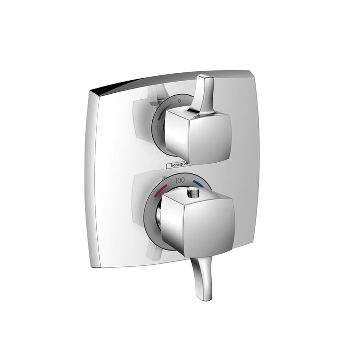 hansgrohe Ecostat Classic Thermostatic Trim with Volume Control, Square, chrome