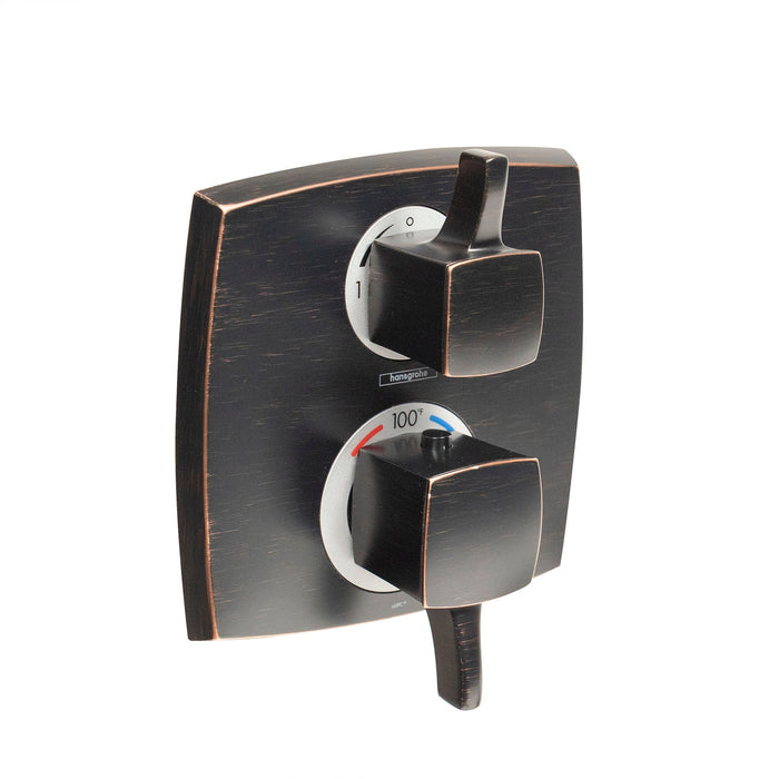 hansgrohe Ecostat Classic Thermostatic Trim with Volume Control, Square, rubbed bronze