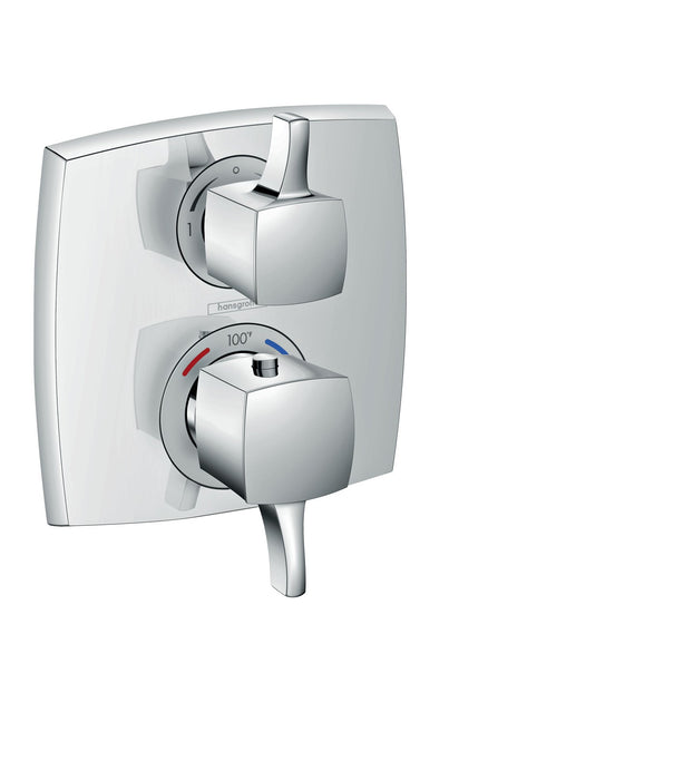 hansgrohe Ecostat Classic Thermostatic Trim with Volume Control and Diverter, Square, chrome
