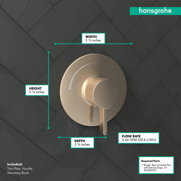 hansgrohe Ecostat S Pressure Balance Trim, brushed bronze - view 4