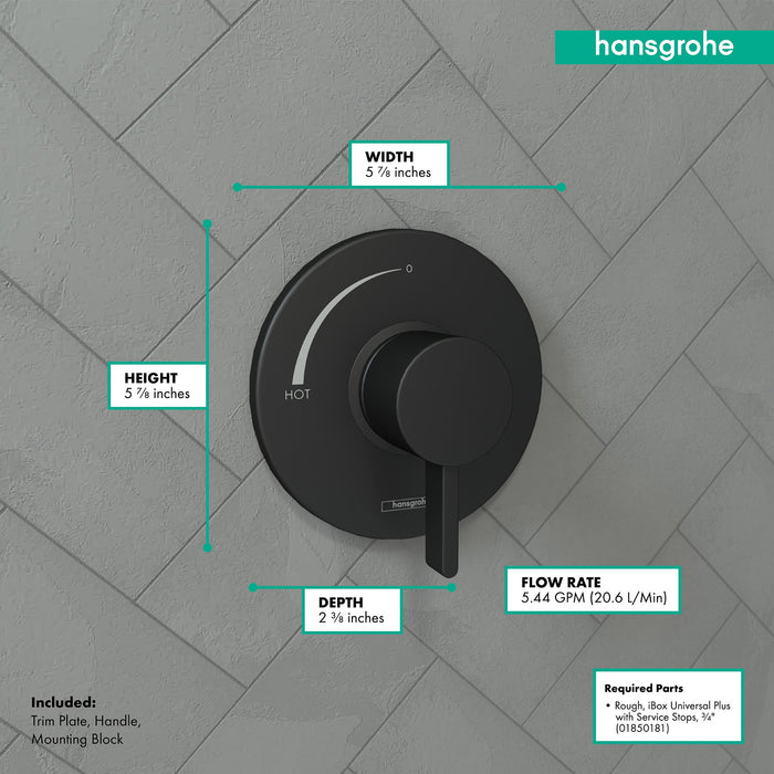 hansgrohe Ecostat S Pressure Balance Trim, matte black - view 4