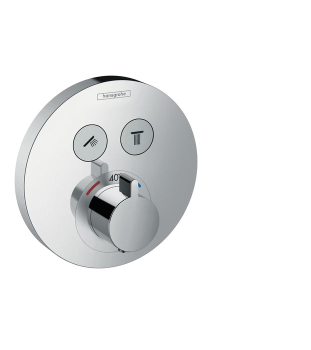 hansgrohe ShowerSelect S Thermostatic Trim for 2 Functions, Round, chrome