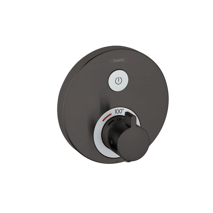 hansgrohe ShowerSelect S Thermostatic Trim for 1 Function, Round, brushed black chrome