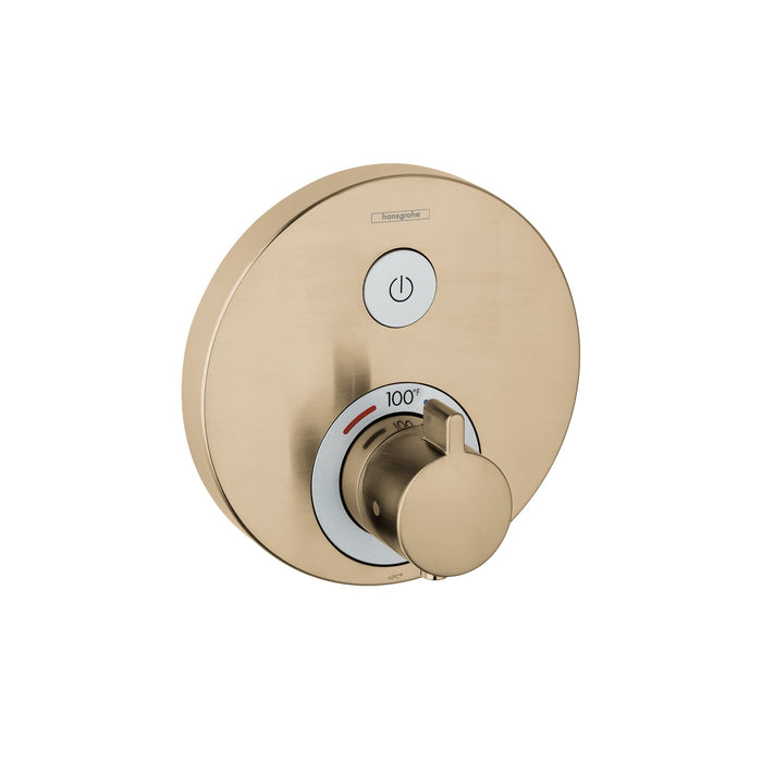 hansgrohe ShowerSelect S Thermostatic Trim for 1 Function, Round, brushed bronze