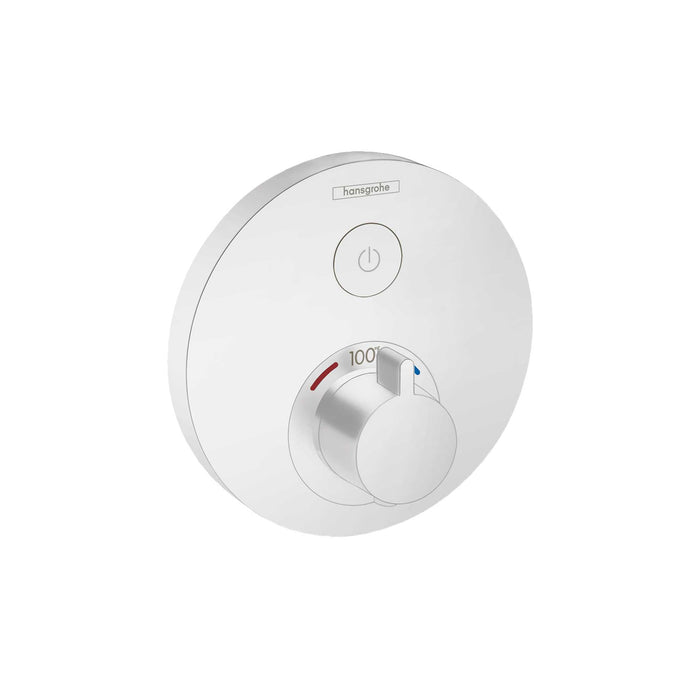 hansgrohe ShowerSelect S Thermostatic Trim for 1 Function, Round, matte white