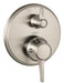 hansgrohe Ecostat Classic Thermostatic Trim with Volume Control, Round, brushed nickel