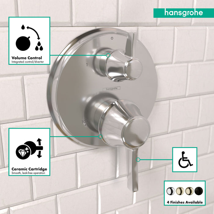 hansgrohe Ecostat Classic Thermostatic Trim with Volume Control, Round, chrome - view 3