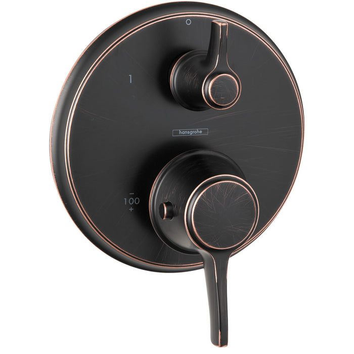 hansgrohe Ecostat Classic Thermostatic Trim with Volume Control, Round, rubbed bronze