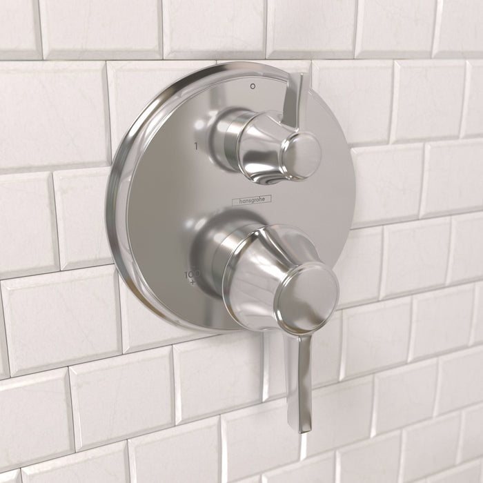 hansgrohe Ecostat Classic Thermostatic Trim with Volume Control and Diverter, Round, chrome - view 2