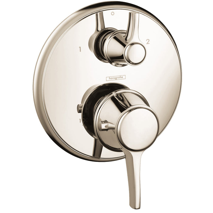 hansgrohe Ecostat Classic Thermostatic Trim with Volume Control and Diverter, Round, polished nickel