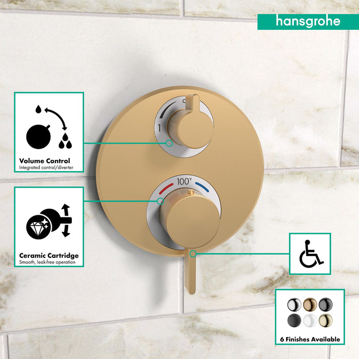hansgrohe Ecostat S Thermostatic Trim with Volume Control, brushed bronze - view 3