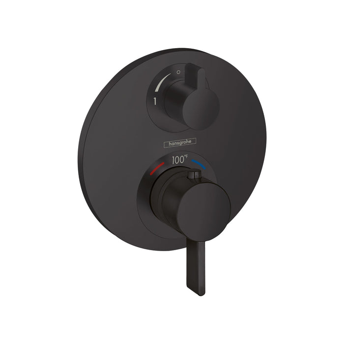 hansgrohe Ecostat S Thermostatic Trim with Volume Control, matte black