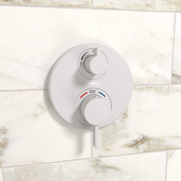 hansgrohe Ecostat S Thermostatic Trim with Volume Control, matte white - view 2