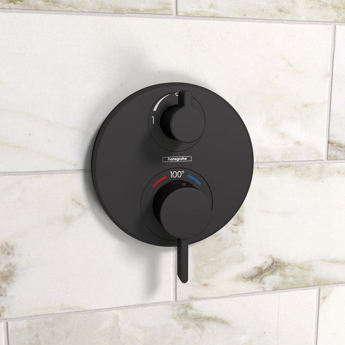 hansgrohe Ecostat S Thermostatic Trim with Volume Control and Diverter, matte black - view 2
