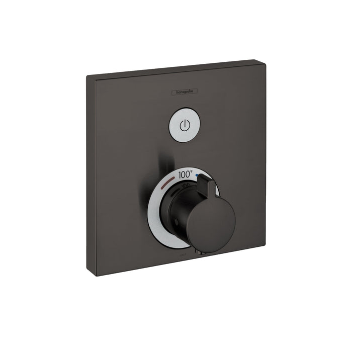 hansgrohe ShowerSelect Thermostatic Trim for 1 Function, Square, brushed black chrome