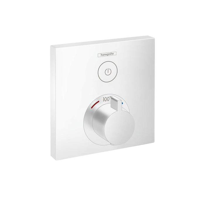 hansgrohe ShowerSelect Thermostatic Trim for 1 Function, Square, matte white